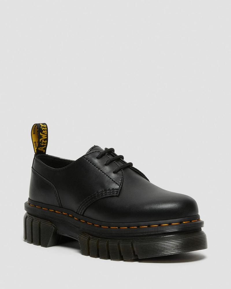 Dr Martens Audrick Nappa Læder Platform Sko Dame Sort | DK 391SGL